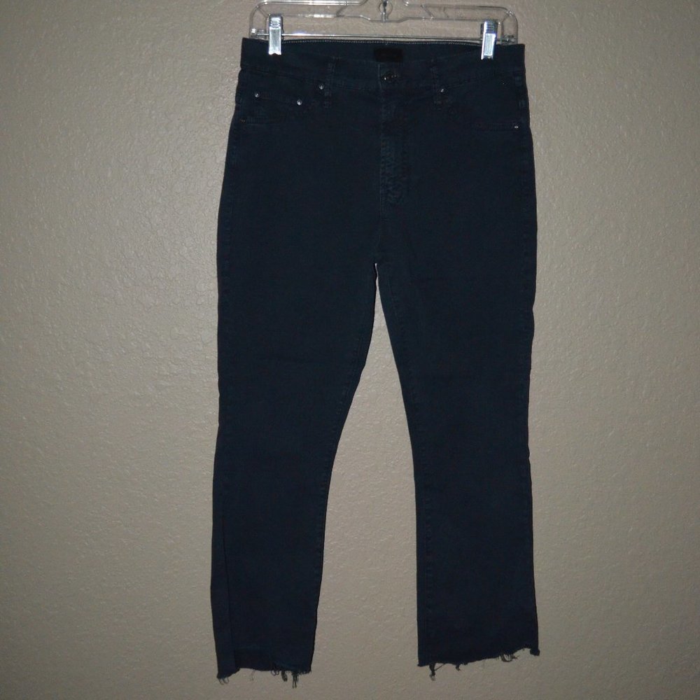 $228 Sz 27 Mother The Insider Crop Step Fray Killing Time Black Jeans